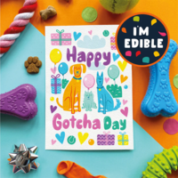 Scoff Paper Happy Gotcha Day edible card
