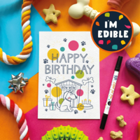 Scoff Paper Happy Birthday Bow Wow edible card